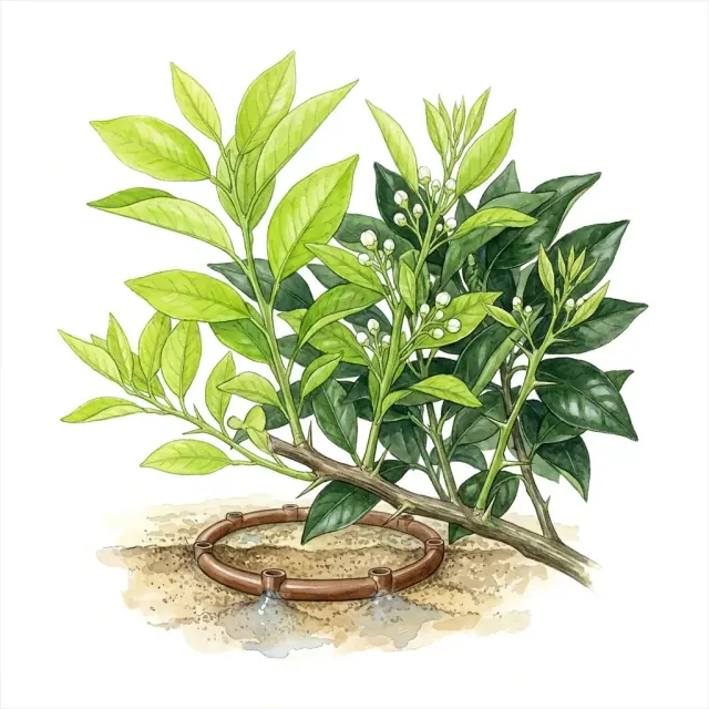 Mandarino híbrido: brotación de primavera