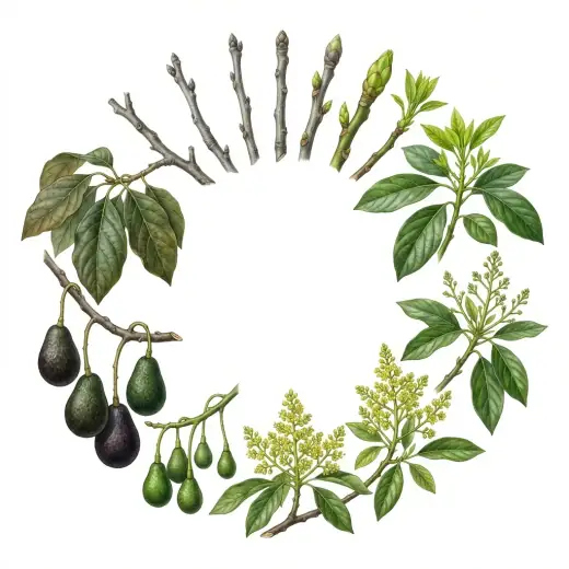 Ciclo fenológico completo: aguacate, en escala BBCH