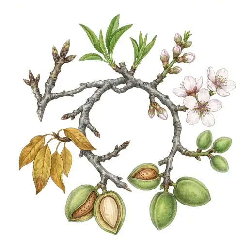 Ciclo fenológico completo: almendro, en escala BBCH