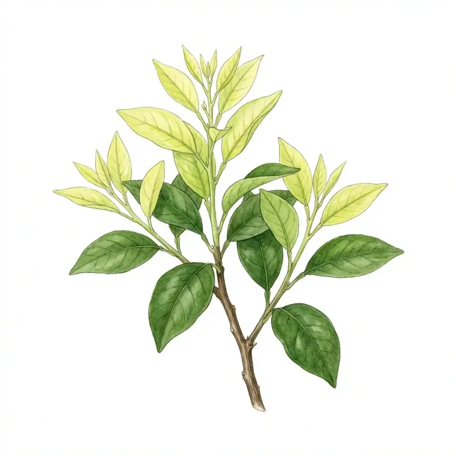 Cítricos con carencia de azufre: hojas jóvenes de color verde pálido o amarillo uniforme.