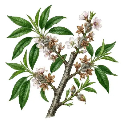 Podredumbre gris en almendro: flores con moho gris.