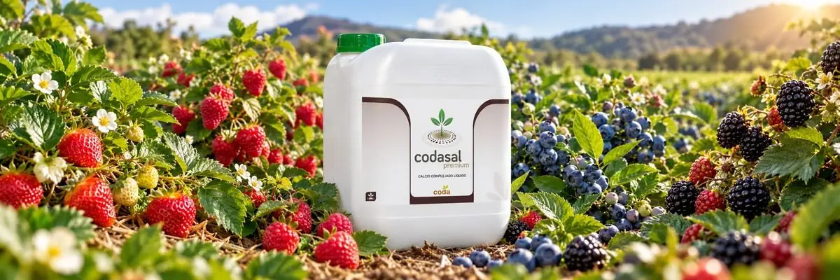 Garrafa de Codasal Premium entre fresas, frambuesas, arándanos y moras