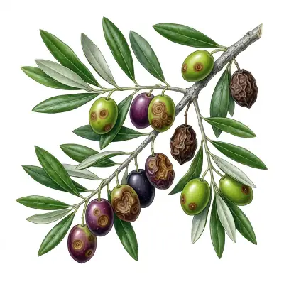Escudete en olivo: aceitunas con manchas redondas pardas y hundidas.