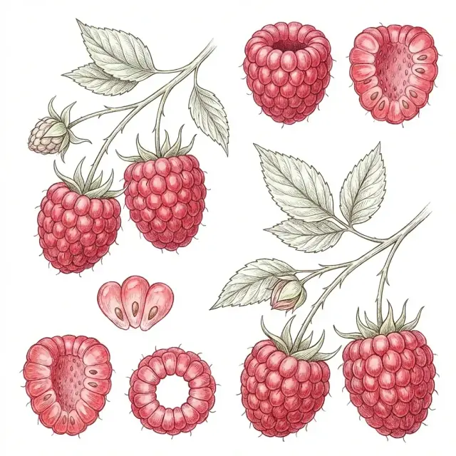Frambuesa: acuarela