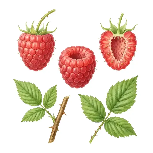 Frambuesa: lámina del fruto