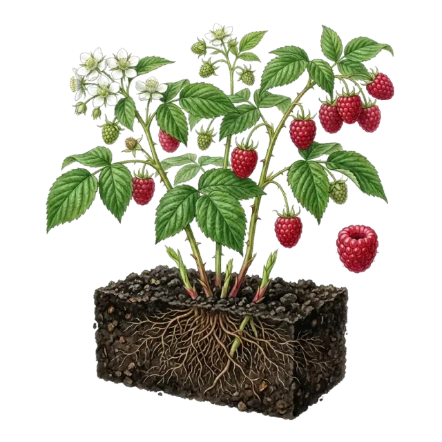 Frambuesa: planta entera