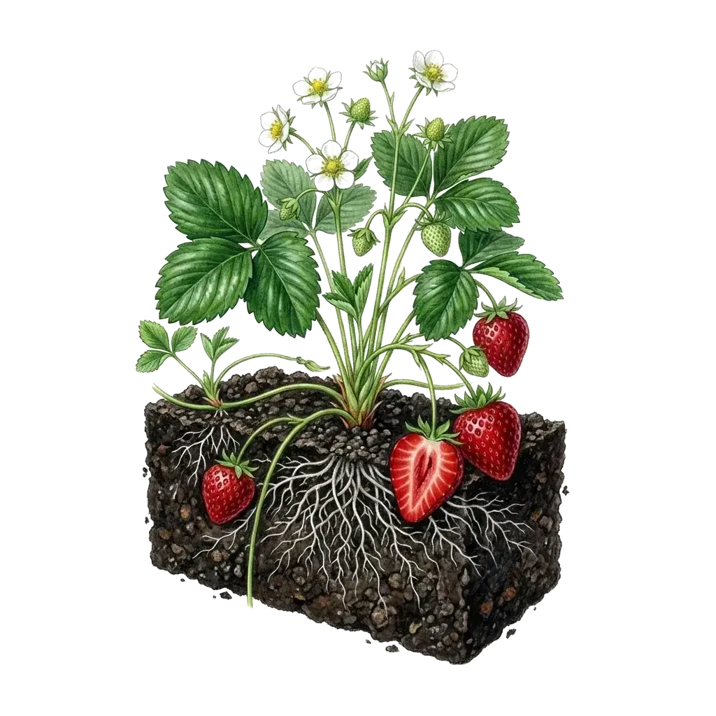 Planta de fresa con su cepellón