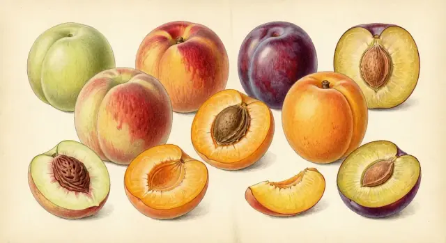 Frutales de hueso: lámina antigua