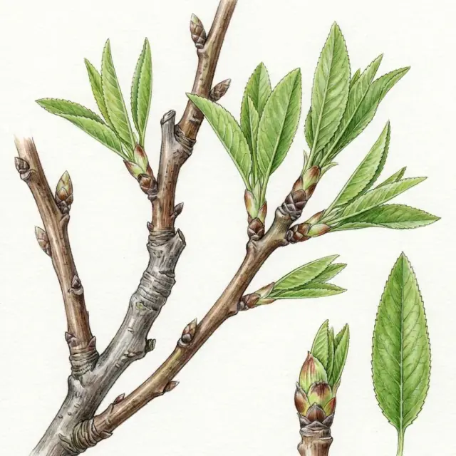 Almendro: hojas