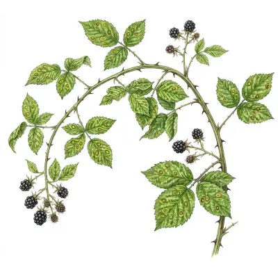 Manchas anulares en mora: hojas con anillos y manchas amarillas.