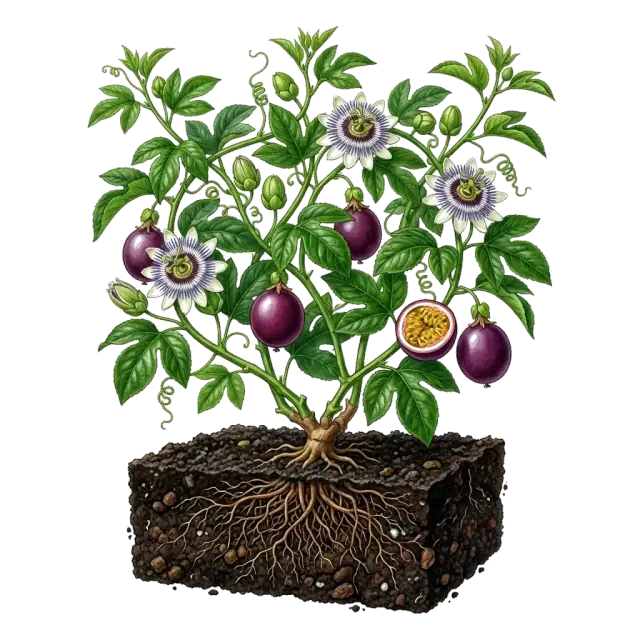 Maracuyá: planta entera