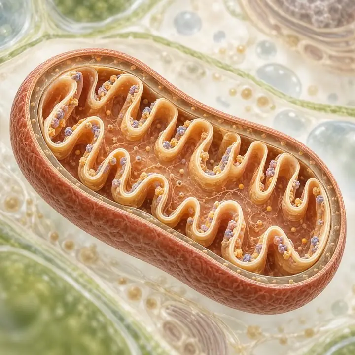 Mitocondria seccionada mostrando sus crestas internas