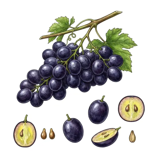 Uva: lámina del fruto